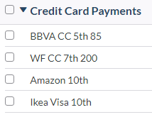 YNAB Budget Category - Credit Card Payment