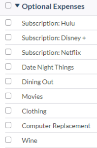 YNAB Budget Category - Optional Bills